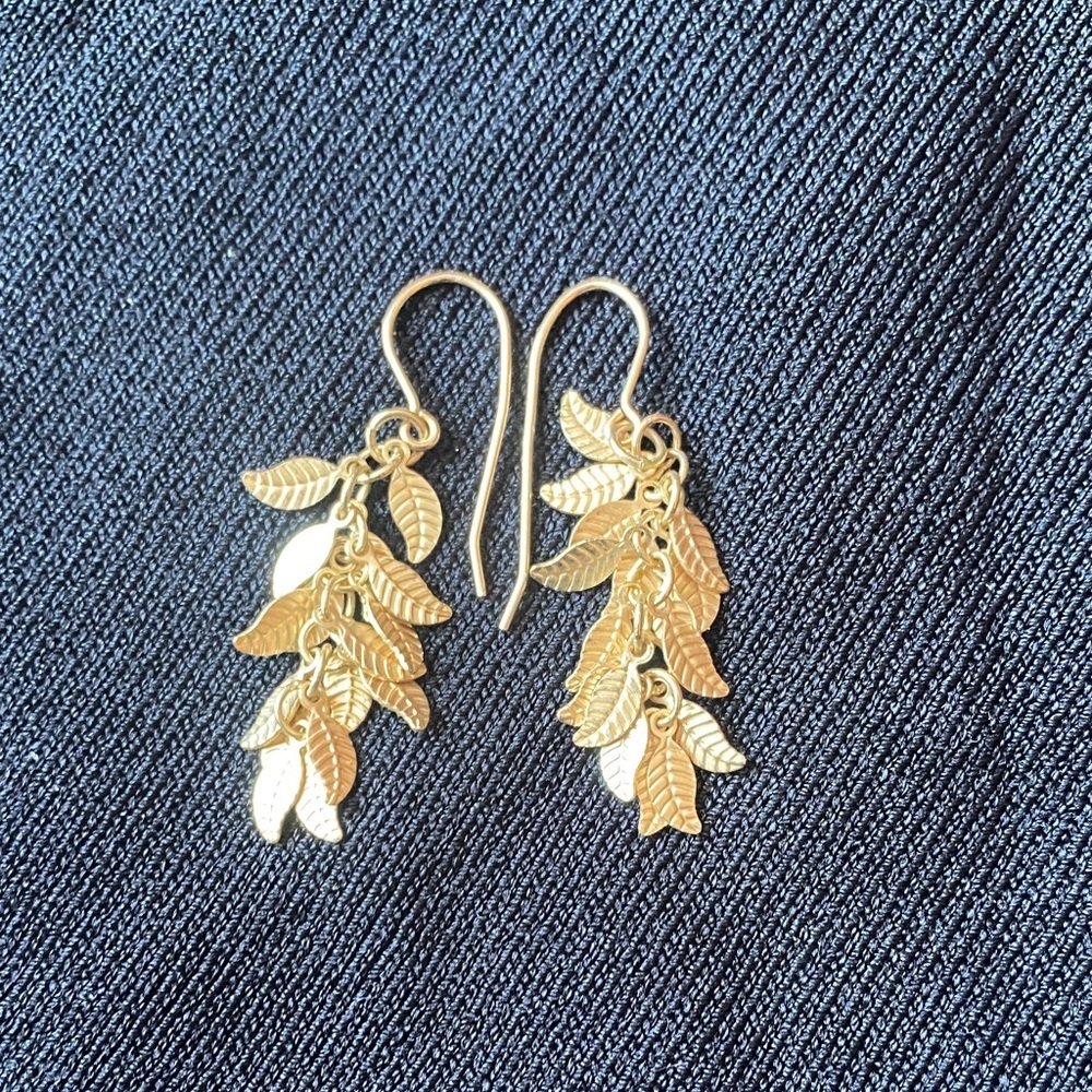 14k Gold Filled Leaf Dangle Earrings